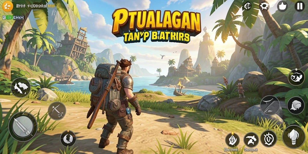 Tangkapan layar gameplay 8HHH yang menunjukkan dunia terbuka yang luas.
