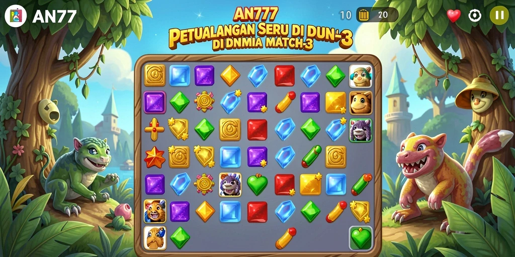 Screenshot AN777 menampilkan gameplay Match-3 yang menantang dan seru.
