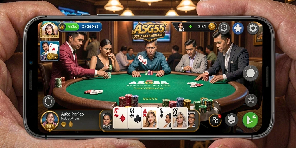 Tampilan gameplay ASG55 yang mendebarkan dengan poker yang interaktif.