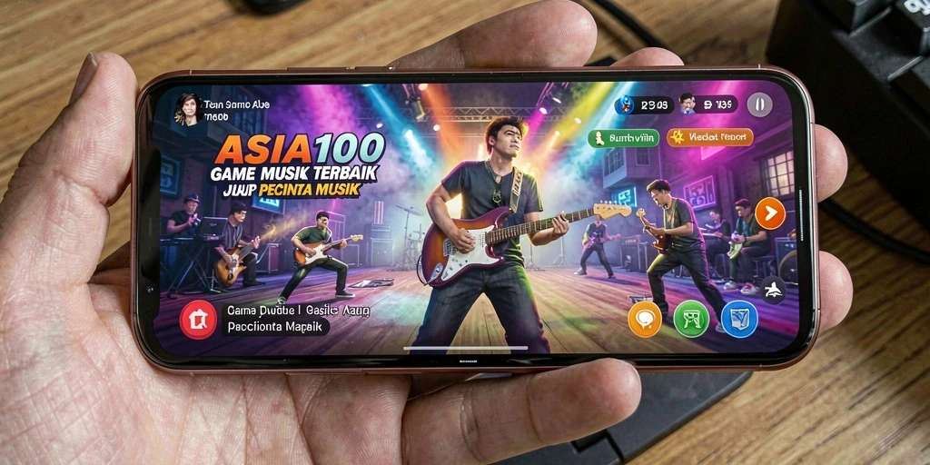 Tampilan gameplay ASIA100 yang menampilkan berbagai lagu untuk dimainkan.
