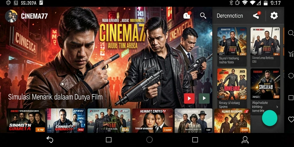 Screenshot CINEMA77 menampilkan gameplay simulasi manajemen film yang seru.