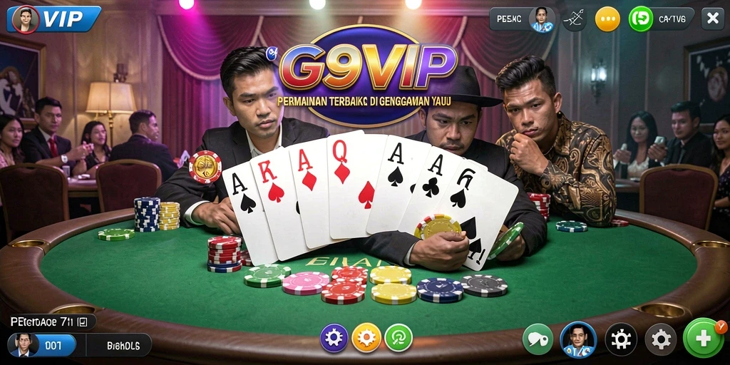 Tampilan gameplay G9VIP yang mendebarkan saat bermain Poker.