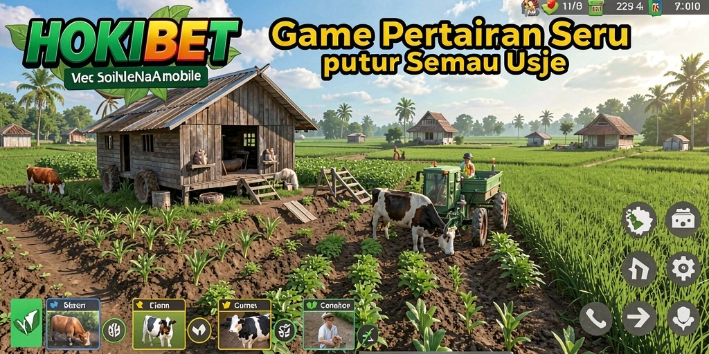 Tangkapan layar utama HOKIBET menampilkan ladang yang rimbun dan grafis menarik.