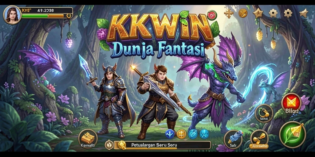 Screenshot KKWIN menampilkan pemain menjelajahi dunia petualangan yang menakjubkan.